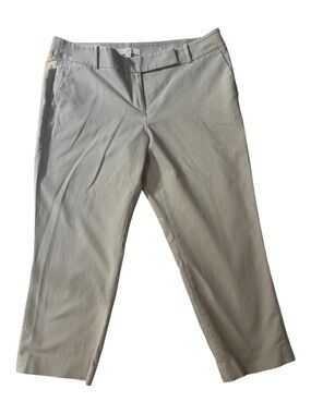 LOFT Pants, Julie Fit, Khaki Straight-Leg Chino Capri, 14, Beige Tan